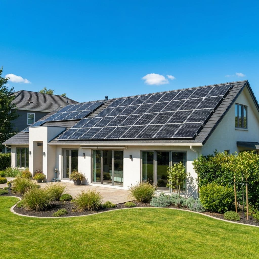 Home with solar panels